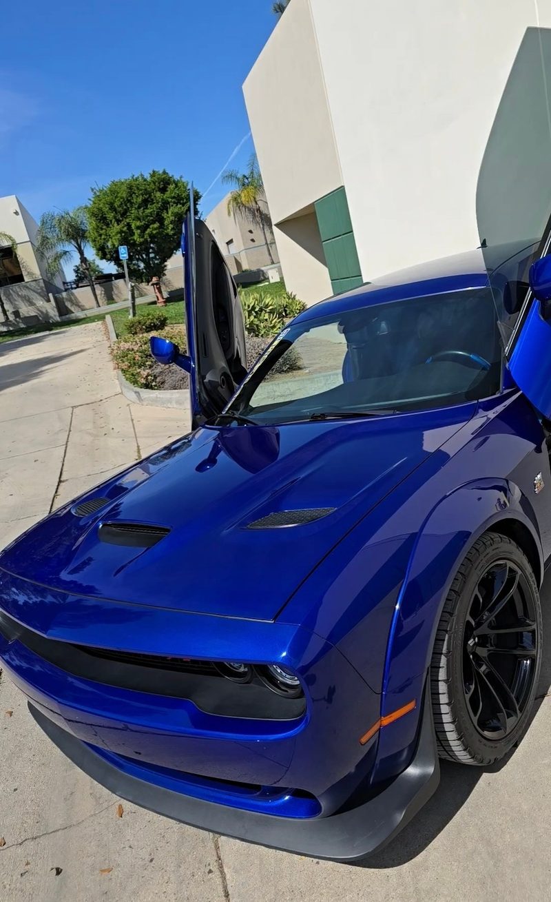 Blue Dodge Challenger after ceramic coating